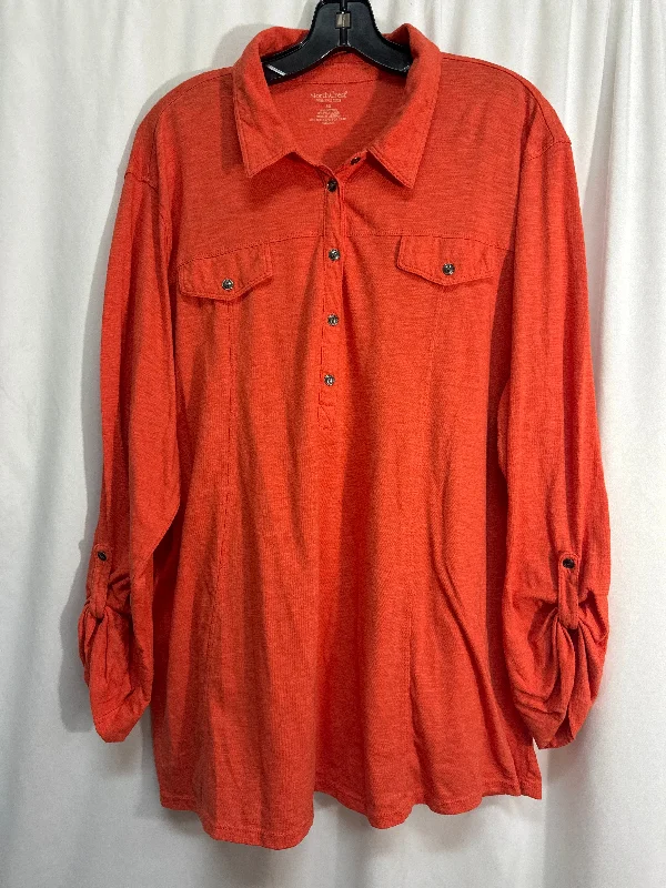 Street-inspired Top Long Sleeve By Northcrest In Orange, Size: 3x