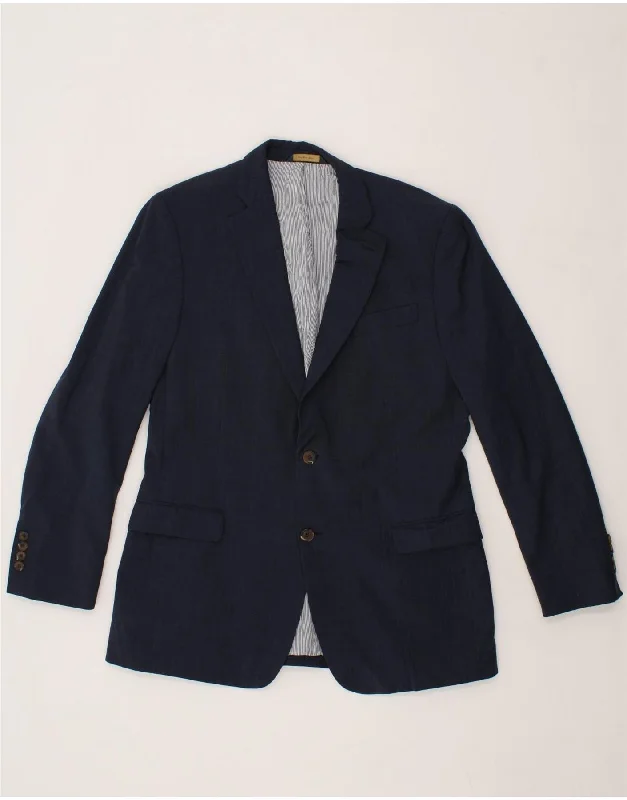 Layered Jackets BROOKS BROTHERS Mens 2 Button Blazer Jacket UK 41 Large Navy Blue Wool