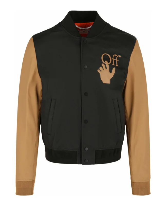 Warm Cardigans Hand Off Leather Varsity Jacket