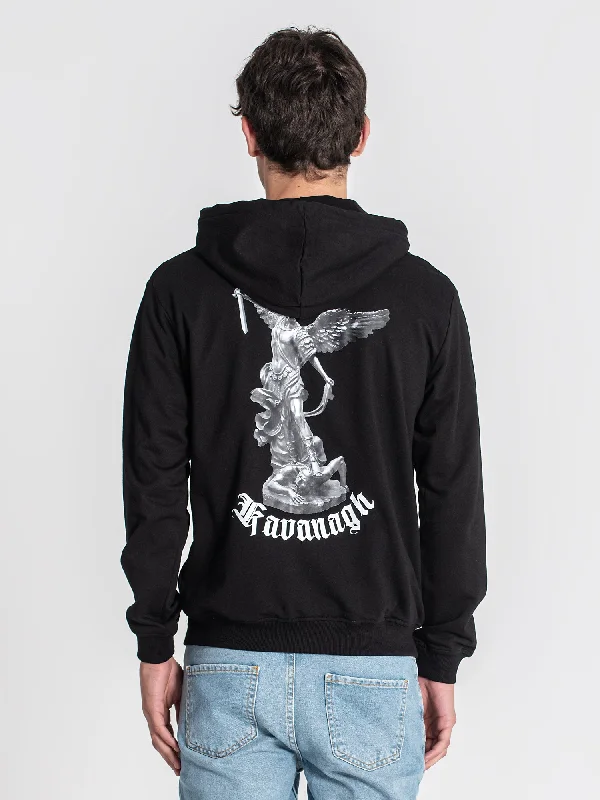 Street Denim Black Warrior Angel Hoodie Jacket