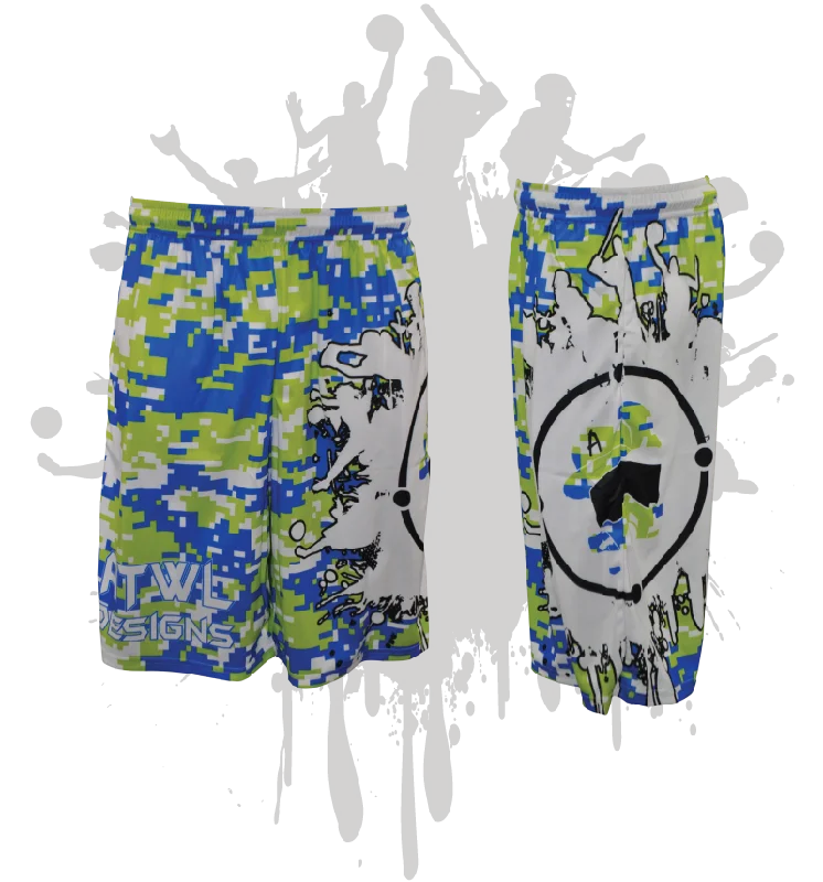 Tailored Blazers Splatter Splash Digital Camo Mens Full Dye Shorts Royal/Lime/White