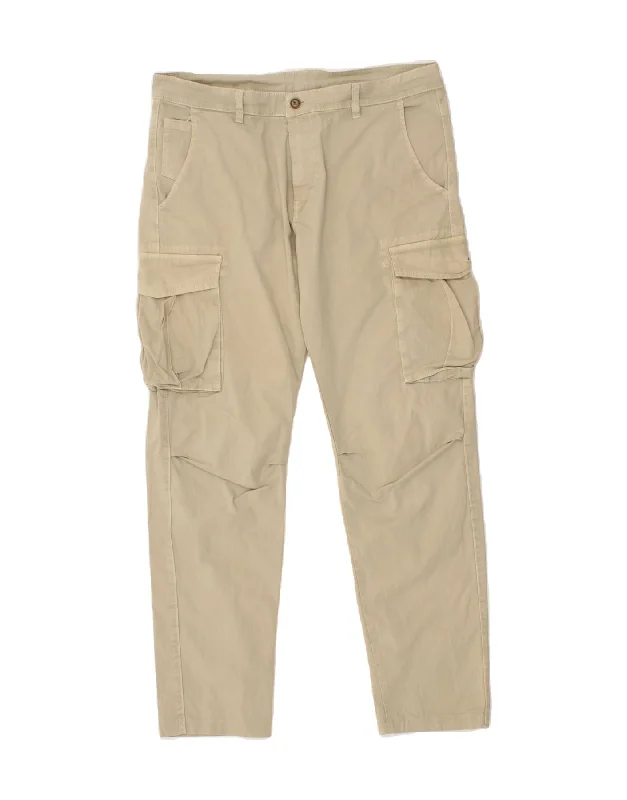 Tailored Coats VINTAGE Mens Slim Cargo Trousers IT 50 Large W36 L28 Beige Cotton