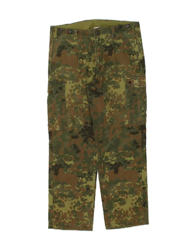 Summer Fashion VINTAGE Mens Straight Cargo Trousers EU 50 Large W36 L30 Green Camouflage