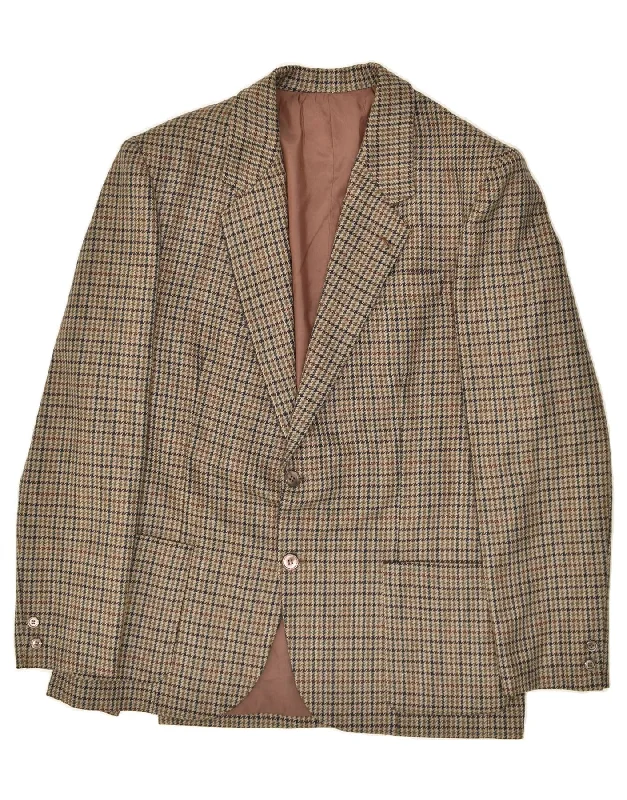 Tailored Blazers VINTAGE Mens 2 Button Blazer Jacket UK 40 Large Brown Houndstooth