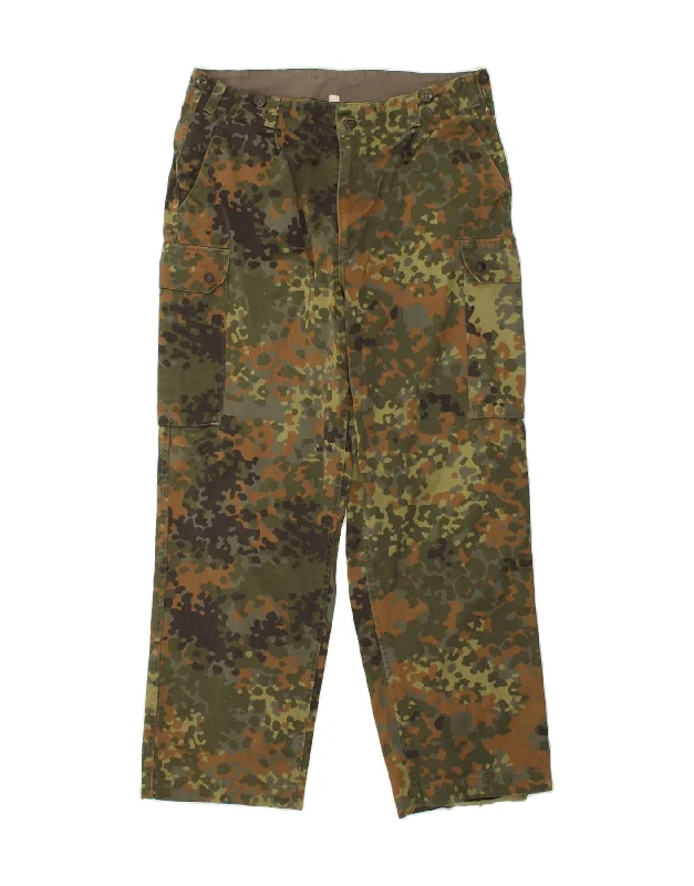 Monochrome Style VINTAGE Mens Straight Cargo Trousers IT 52 XL W36 L30 Green Camouflage