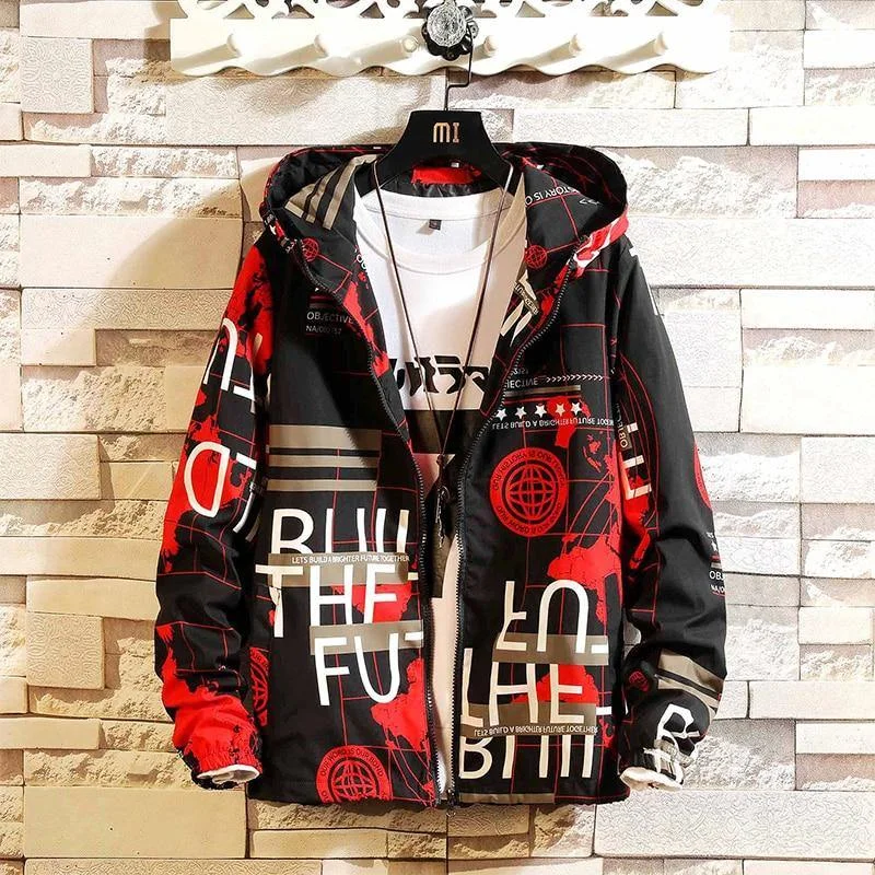 Jogging Jackets Men's Streetwear Hooded Windbreaker Thin Jacket