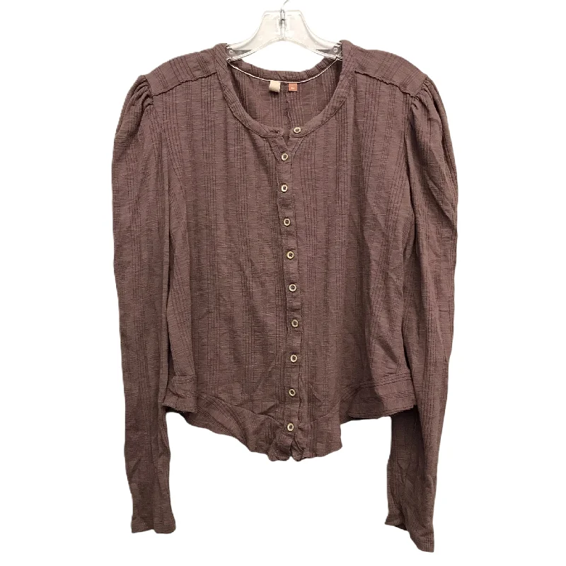 Minimalist Fashion Top Long Sleeve By Pilcro In Mauve, Size: Xl