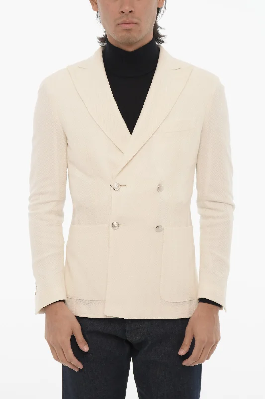 Stylish Blazers Corneliani Center Vent Peak Lapel Double Breasted Blazer