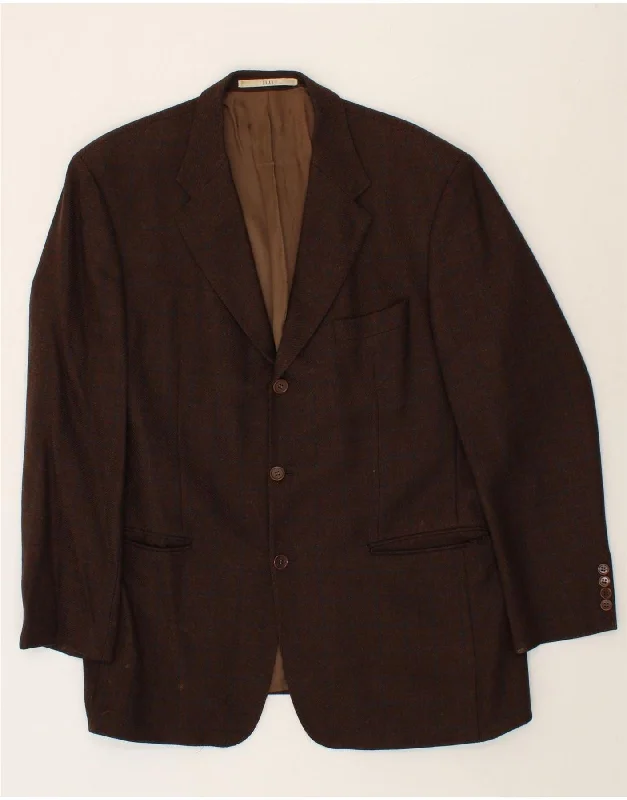 Hipster Style FERAUD Mens 3 Button Blazer Jacket IT 54 2XL Brown New Wool