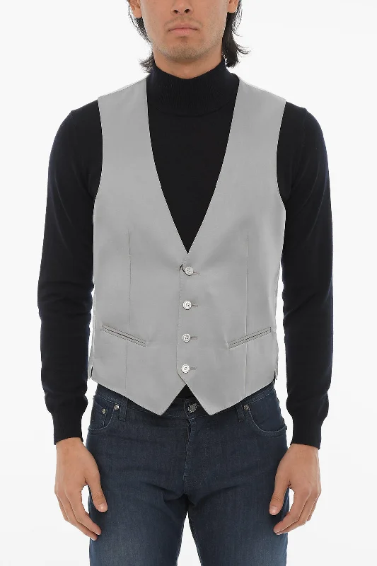 Cargo Pants Corneliani Cc Collection Wool Blend Cerim.reset Waistcoat With Jetted P