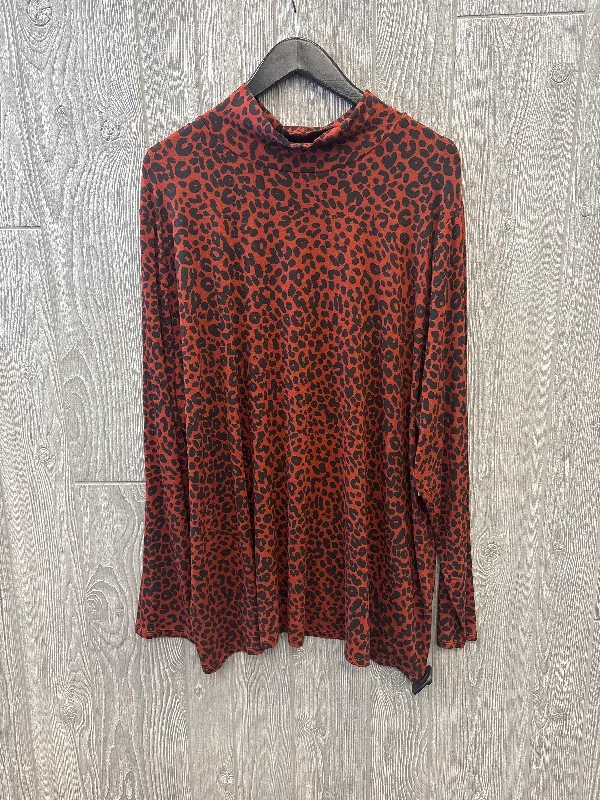 Bright Shirts Top Long Sleeve By Ava & Viv In Animal Print, Size: 3x