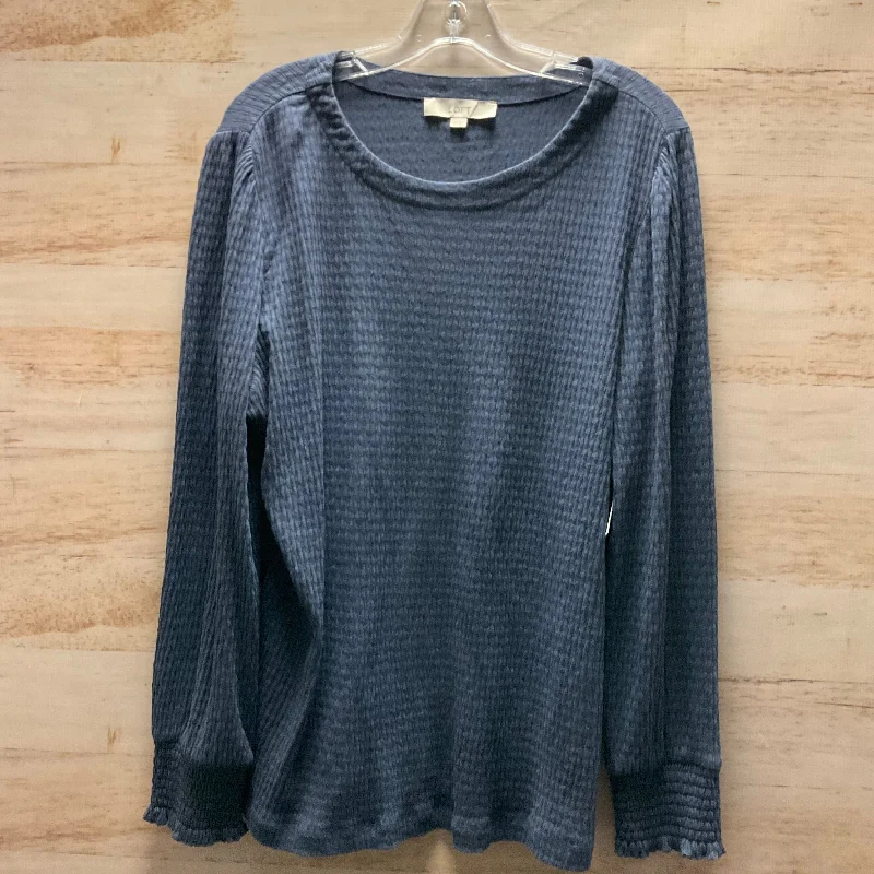 Business Attire Top Long Sleeve By Loft In Blue, Size: 2x