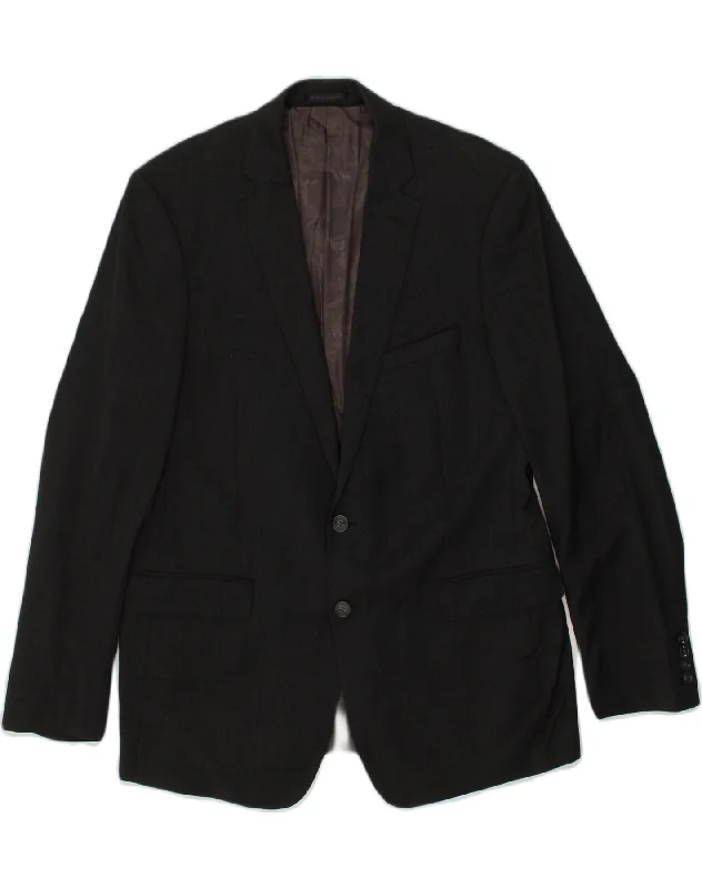 Sporty Looks CALVIN KLEIN Mens 2 Button Blazer Jacket IT 46 Small Black Wool