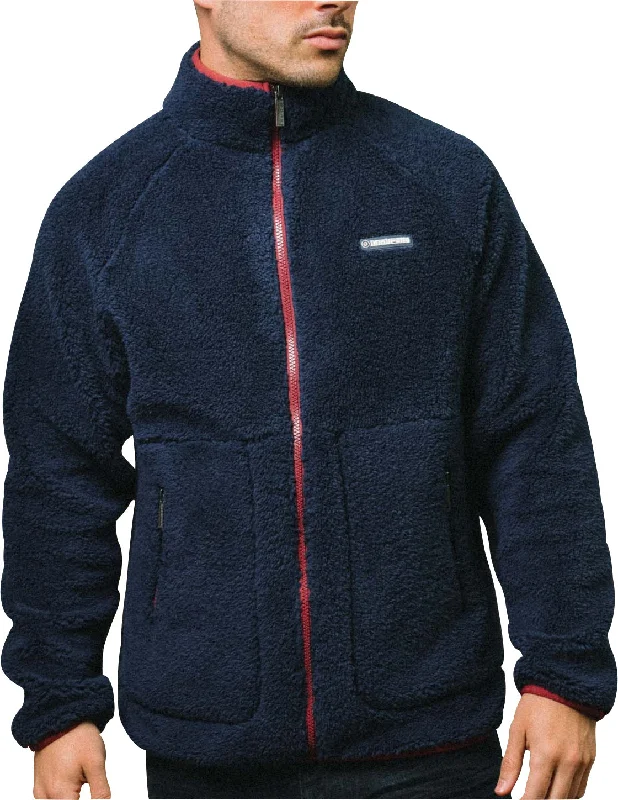 Athleisure Wear Lambretta Sherpa Mens Fleece Jacket - Blue