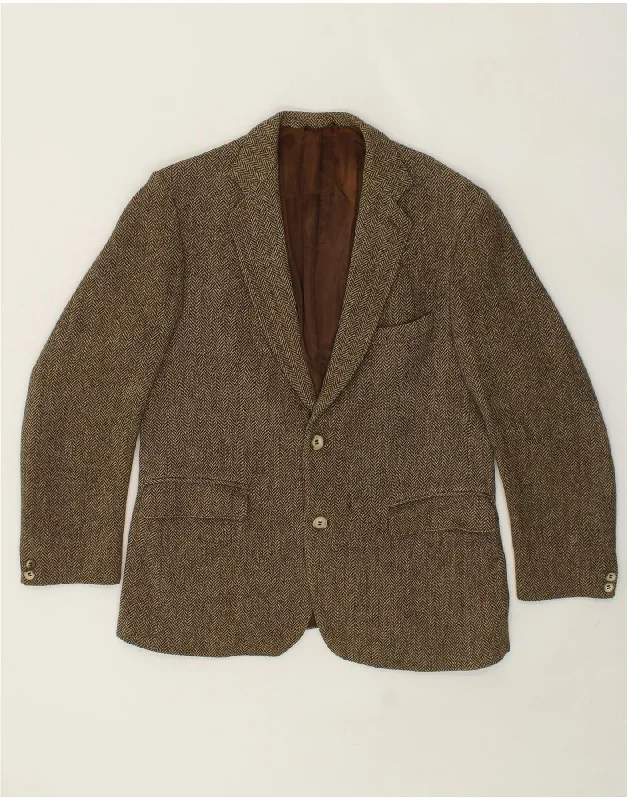 Street Denim VINTAGE Mens 2 Button Blazer Jacket UK 44 2XL Brown Herringbone New Wool