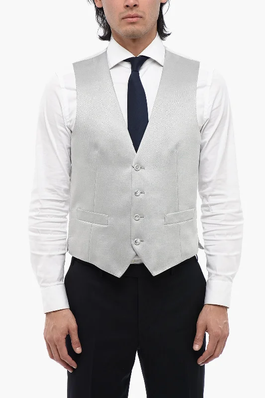 High-end Sneakers Corneliani Cc Collection Two-Tone Wool Blend Waistcoat With Martingale