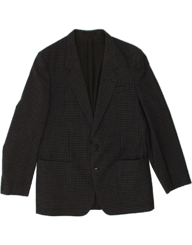 Fashion Accessories C & A Mens 2 Button Blazer Jacket IT 54 2XL Black Gingham Polyester