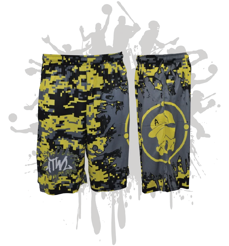 Fashion Vests Splatter Splash Digital Camo Mens Full Dye Shorts Yellow/Black/Charcoal