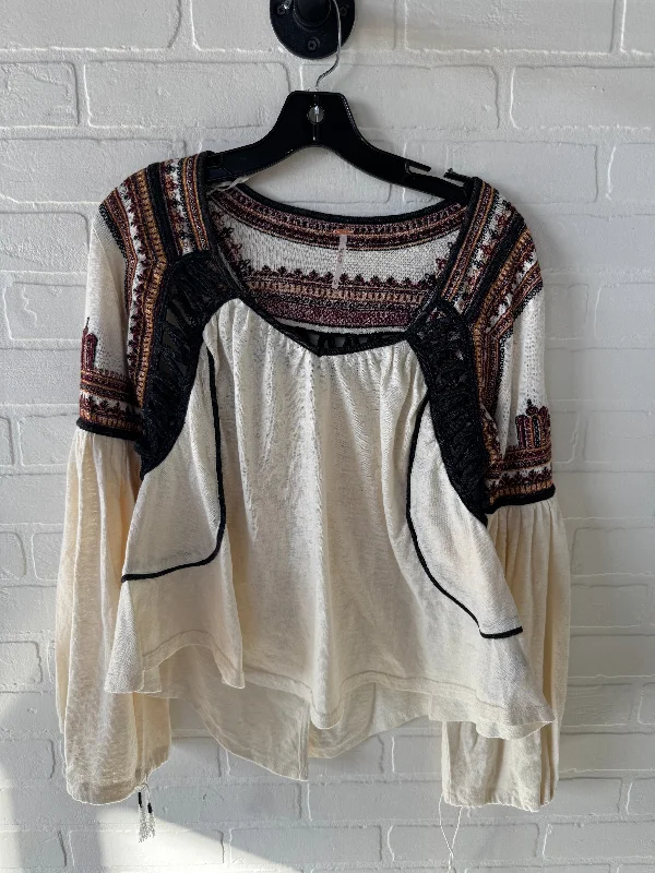 Jogging Suits Top Long Sleeve By Free People In Black & Cream, Size: Xs