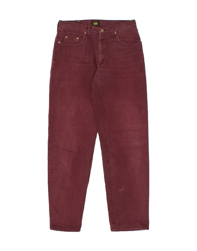 Slim-fit Trousers LEE Mens Tapered Jeans W33 L31 Maroon Cotton