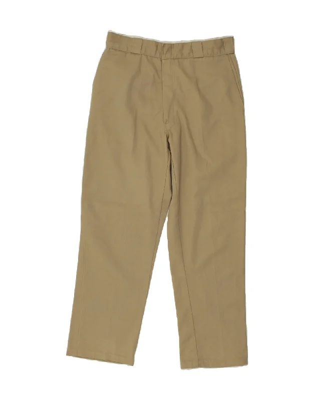 Smart Casual DICKIES Mens Straight Casual Trousers W34 L27 Beige Polyester