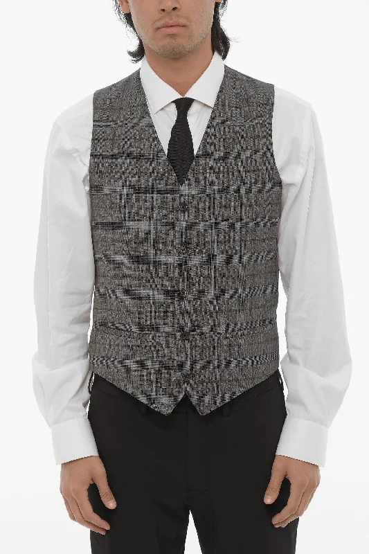 Summer Jackets Corneliani Cc Collection Plaid Motif Virgin Wool Reset Waistcoat