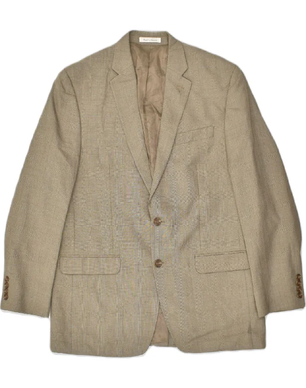 Designer Ties CHAPS Mens 3 Button Blazer Jacket UK 42 XL Beige Check Polyester