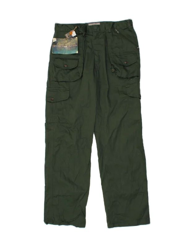 Designer Outerwear UNIVERS Mens Straight Cargo Trousers IT 54 2XL W38 L33 Green Cotton