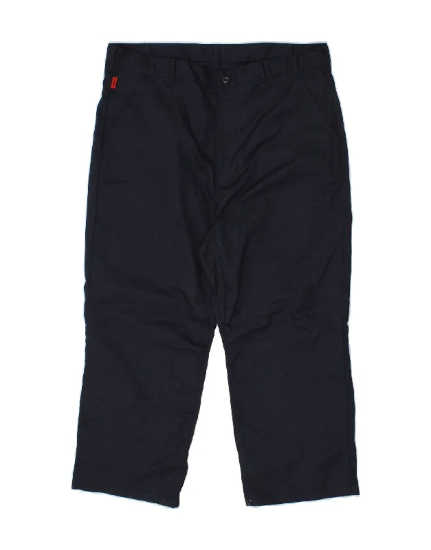 Hipster Style DICKIES Mens Straight Cropped Trousers W38 L25  Navy Blue Polyamide