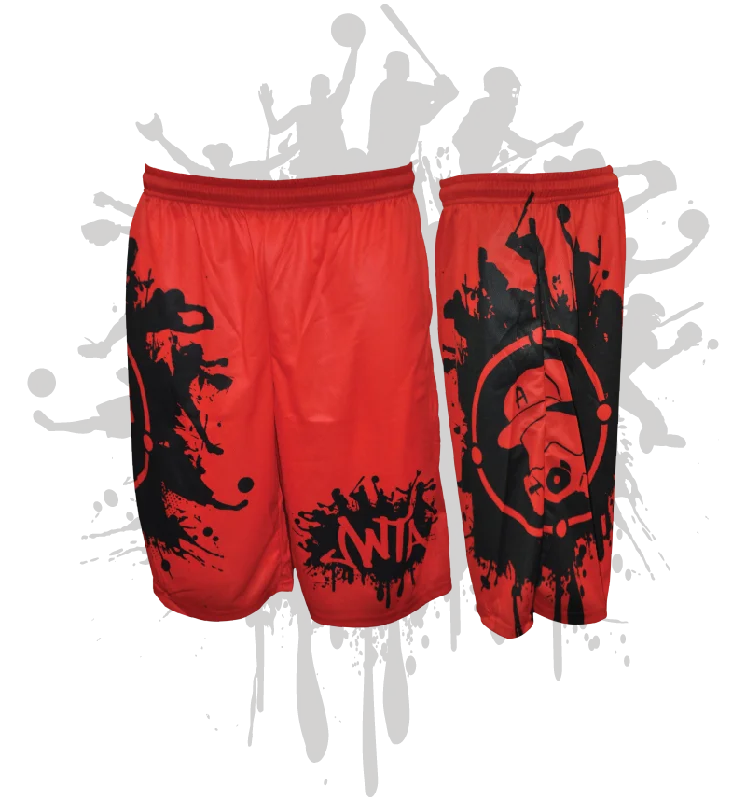 Winter Scarves Splatter Splash Mens Full Dye Shorts Red/Black