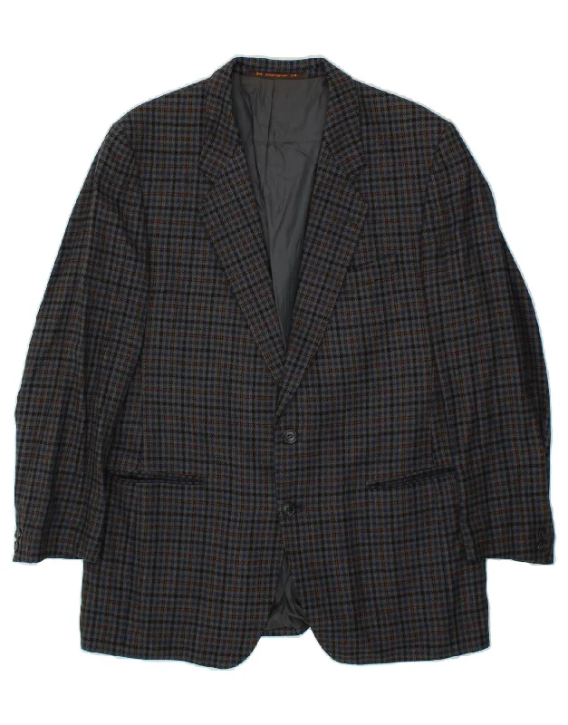 Printed Jackets YVES SAINT LAURENT Mens 2 Button Blazer Jacket IT 54 2XL Grey Houndstooth