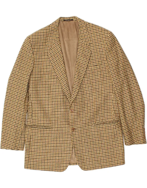 Cool Hoodies ERMENEGILDO ZEGNA Mens 2 Button Blazer Jacket IT 54 2XL Beige Houndstooth