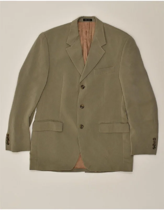 Street-inspired CHAPS Mens 3 Button Blazer Jacket UK 38 Medium Khaki Rayon