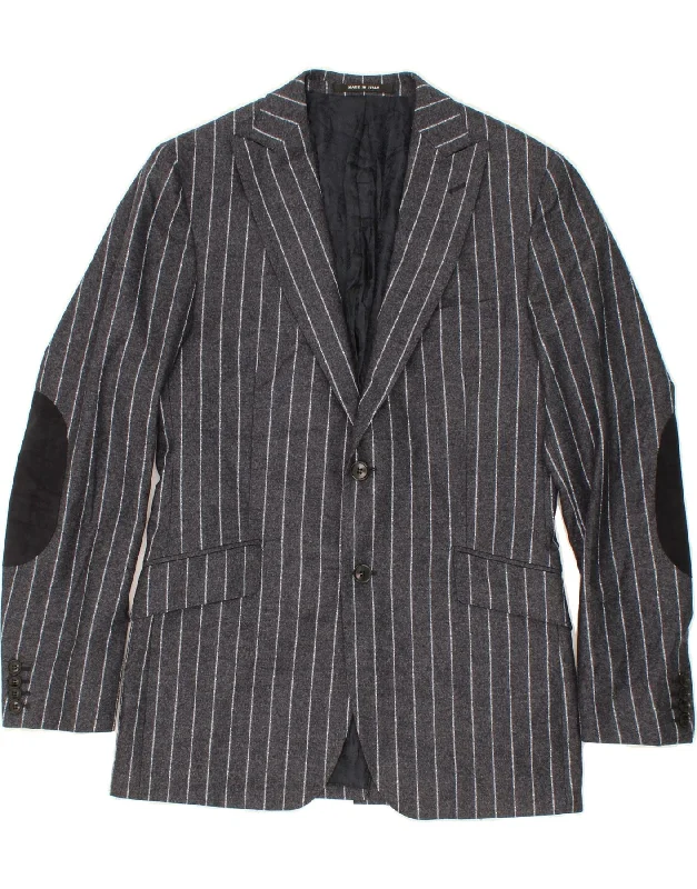 Fashion Vests VINTAGE Mens 2 Button Blazer Jacket IT 48 Medium Navy Blue Striped