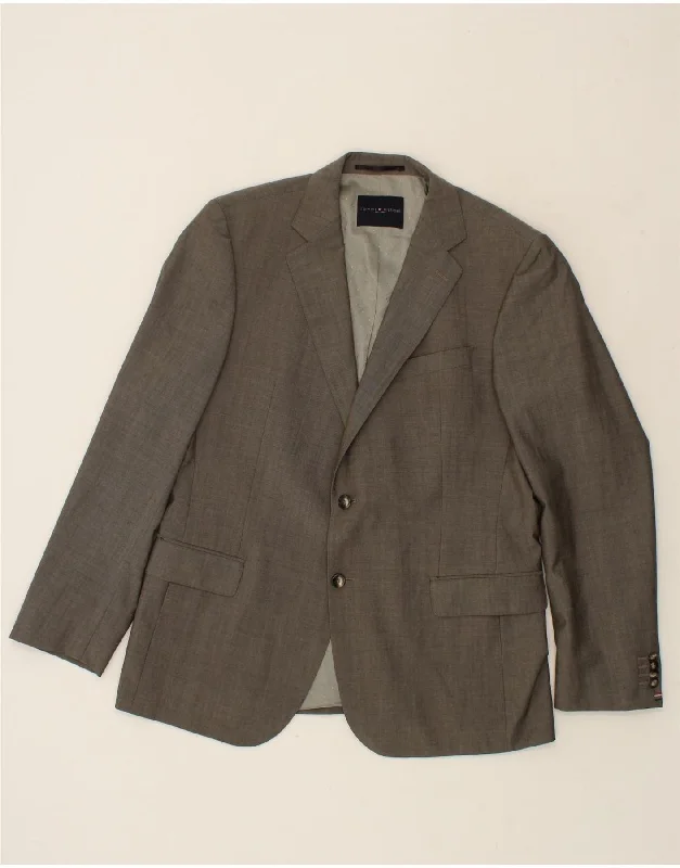 Classic Coats TOMMY HILFIGER Mens 2 Button Blazer Jacket IT 54 2XL Grey Wool