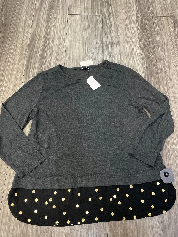 Street Boots Top Long Sleeve By J. Crew In Black & Grey, Size: L