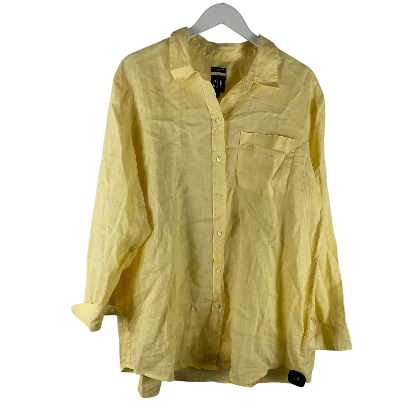 Preppy Pants Top Long Sleeve Basic By Gap In Yellow, Size: Xl