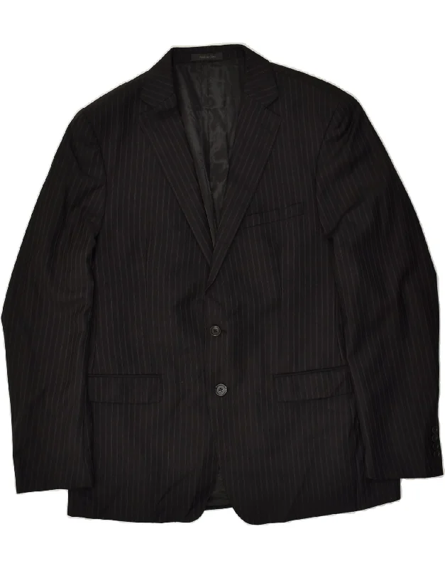 Rugged Jeans CALVIN KLEIN Mens 2 Button Blazer Jacket UK 44 2XL Black Striped Wool