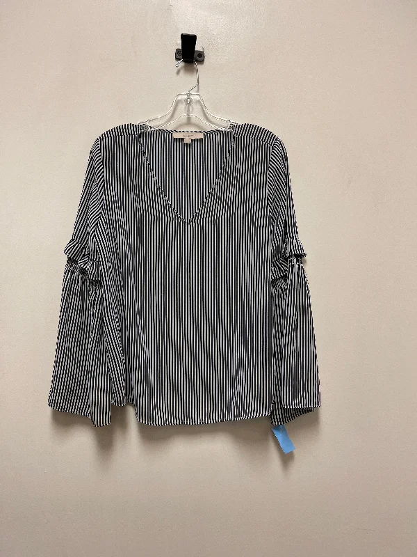 Work Boots Top Long Sleeve By Loft In Striped Pattern, Size: S