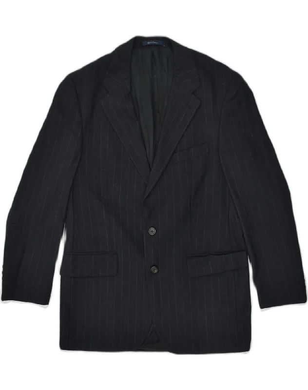 Casual Jackets CHAPS Mens 2 Button Blazer Jacket UK 40 Large Black Pinstripe Wool