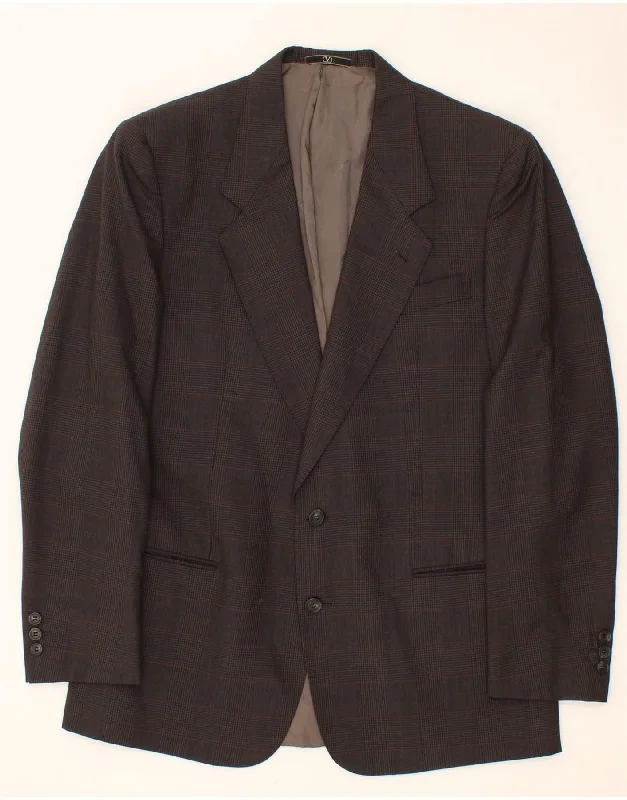 Cargo Pants VALENTINO Mens 2 Button Blazer Jacket IT 50 Large Grey Check Wool