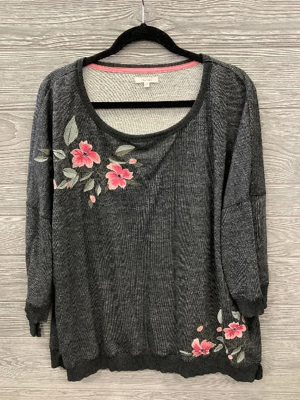 Printed Jackets Top Long Sleeve By Maurices In Grey, Size: 3x