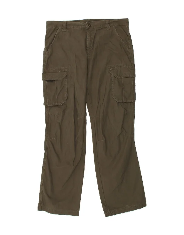 Fashionable Boots VINTAGE Mens Straight Cargo Trousers W36 L32 Khaki Polyester