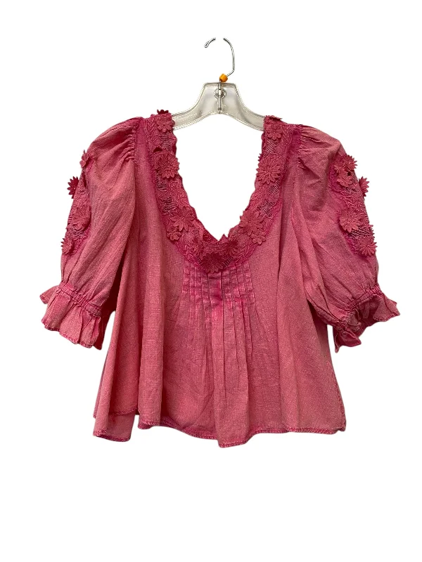 Cargo Shorts Top 3/4 Sleeve By Free People In Pink, Size: S