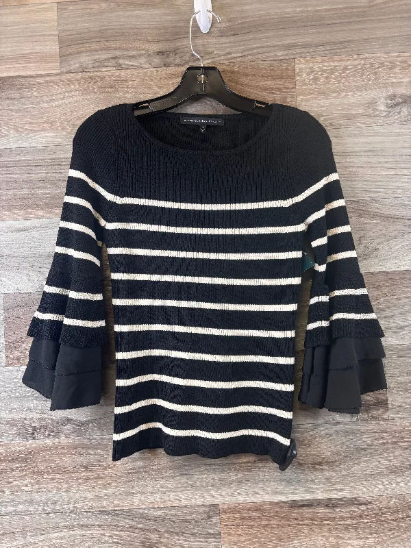 Suede Jackets Top Long Sleeve Basic By White House Black Market In Striped Pattern, Size: S