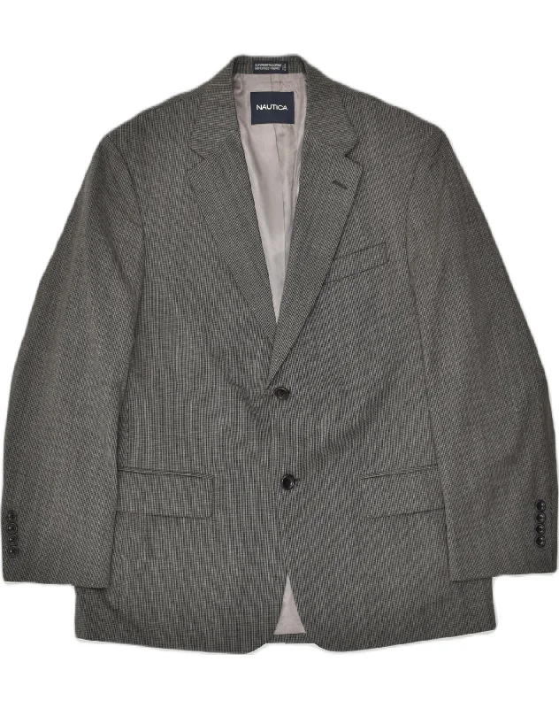 Monochrome Style NAUTICA Mens 2 Button Blazer Jacket UK 40 Large Grey Wool