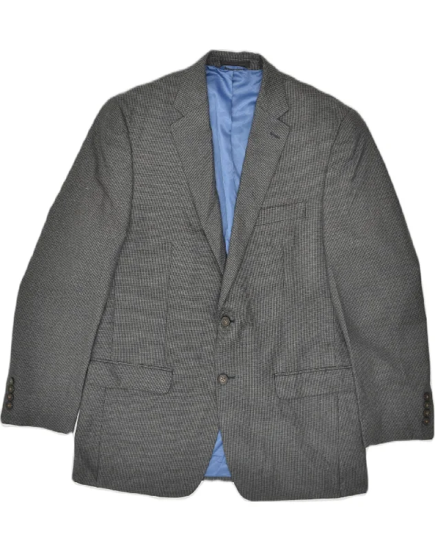 Rain Jackets CHAPS Mens 2 Button Blazer Jacket UK 40 Large  Grey Check Polyester