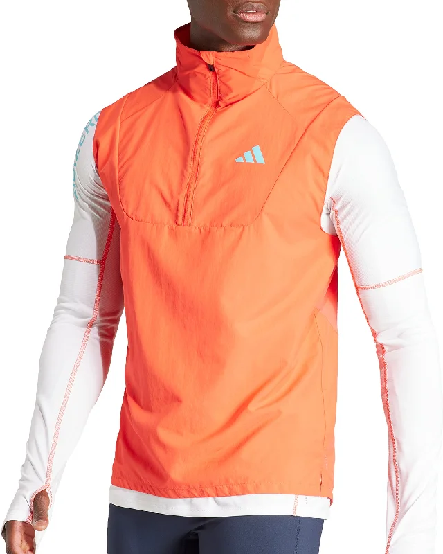 Wool Sweaters adidas Adizero Half Zip Mens Running Gilet - Orange