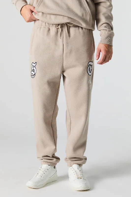 Funky Prints Pleasure & Pain Embroidered Fleece Jogger