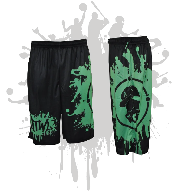 Formal Jackets Splatter Splash Mens Full Dye Shorts Black/Kelly Green